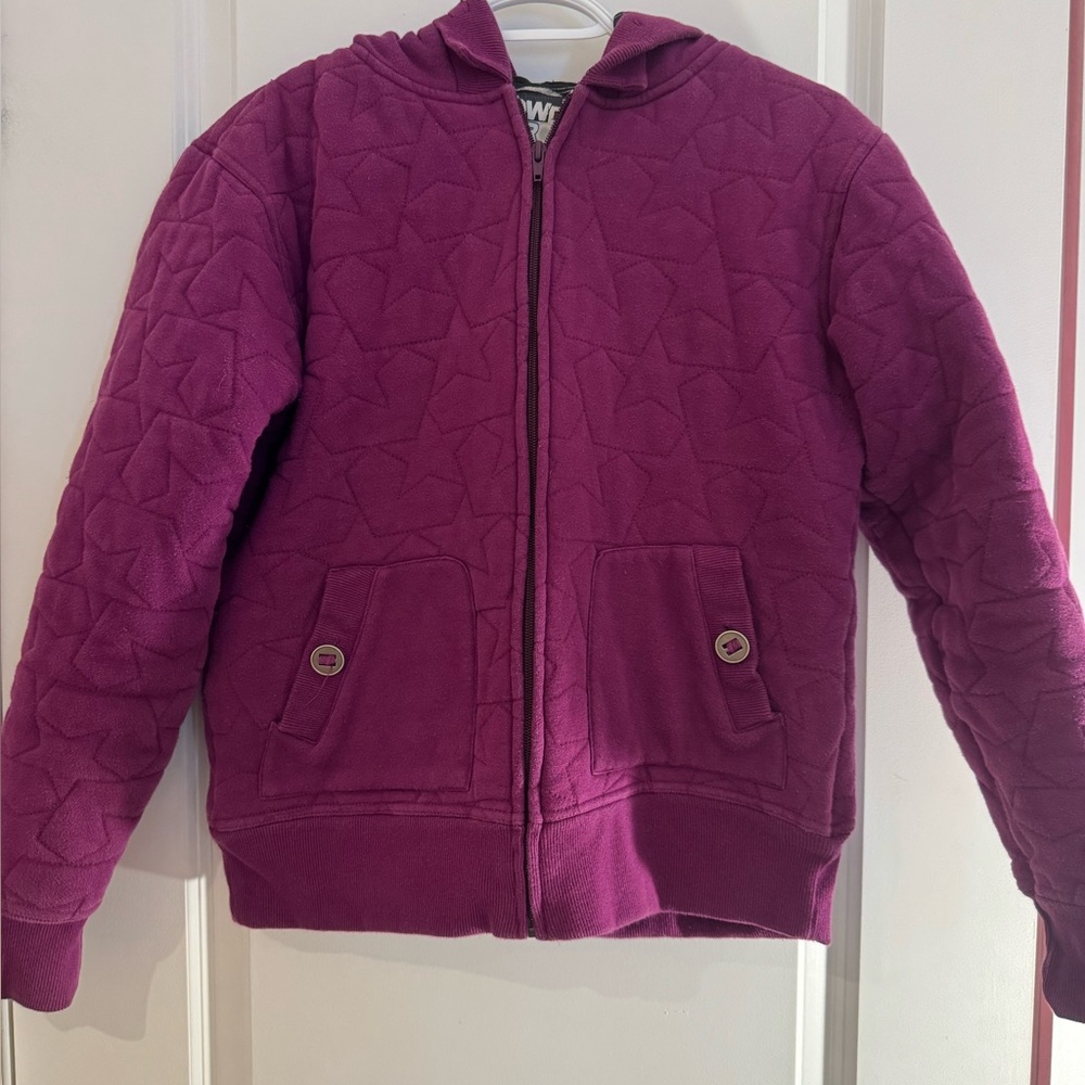 Purple Quilted Hoodie with Star Pattern